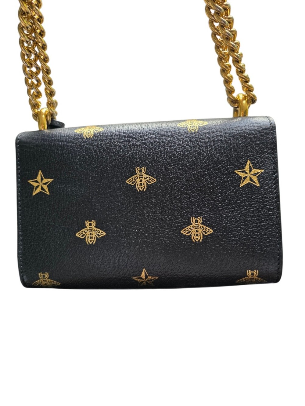 Authentic Gucci Padlock Bee & Star Shoulder Bag – Black Leather with Gold Hardwa - Picture 8 of 13